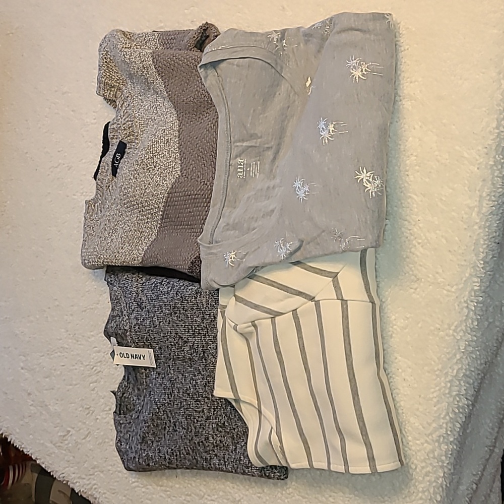 4 gray sweaters